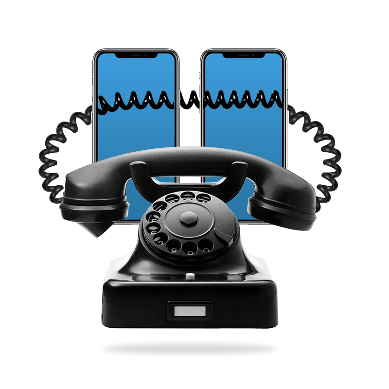 Twee smartphones met ouderwetse Twee smartphones met ouderwetse
