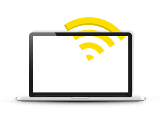 Laptop scherm met WiFi icoon