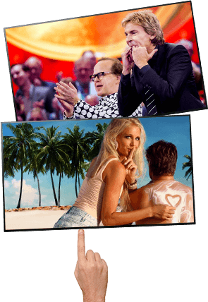 Vinger wijst naar meerdere tvs