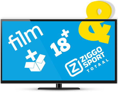 Tv met allerlei logos van zenders erin.