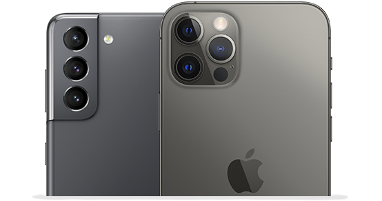 Vergelijk cameras van Galaxy S21 vs iPhone 12 Pro