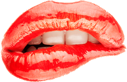 Mond bijtend op de onderste lip